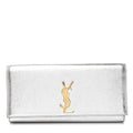YSL METALLIC CALFSKIN LEATHER MONOGRAM CASSANDRE CLUTCH