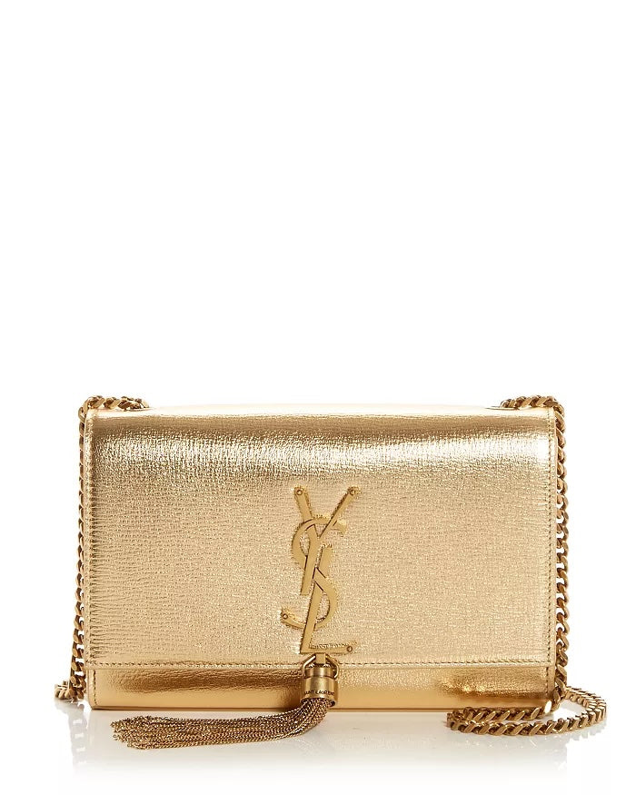 YSL KATE TASSEL METALLIC CALFSKIN LEATHER CROSSBODY BAG
