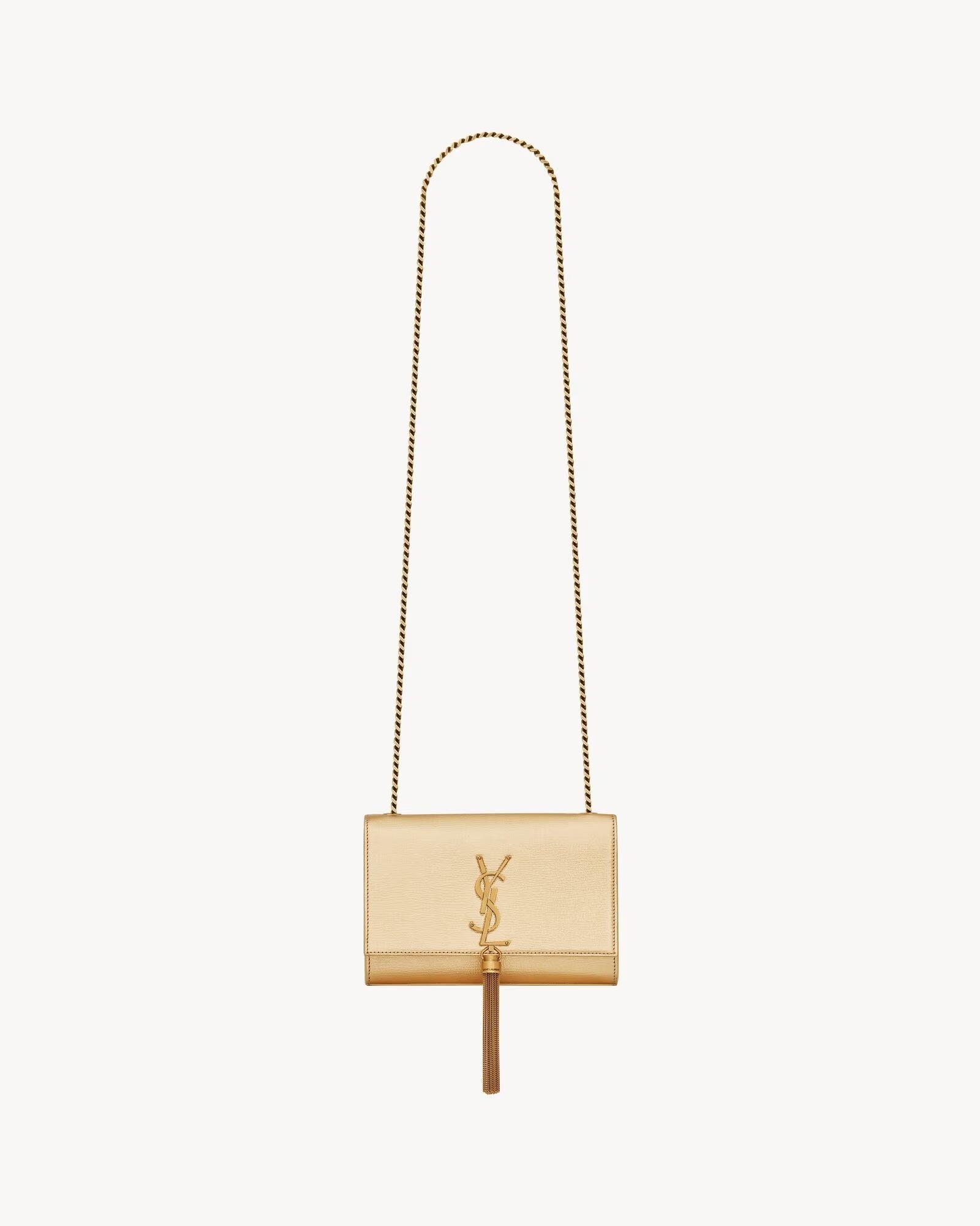 YSL KATE TASSEL METALLIC CALFSKIN LEATHER CROSSBODY BAG