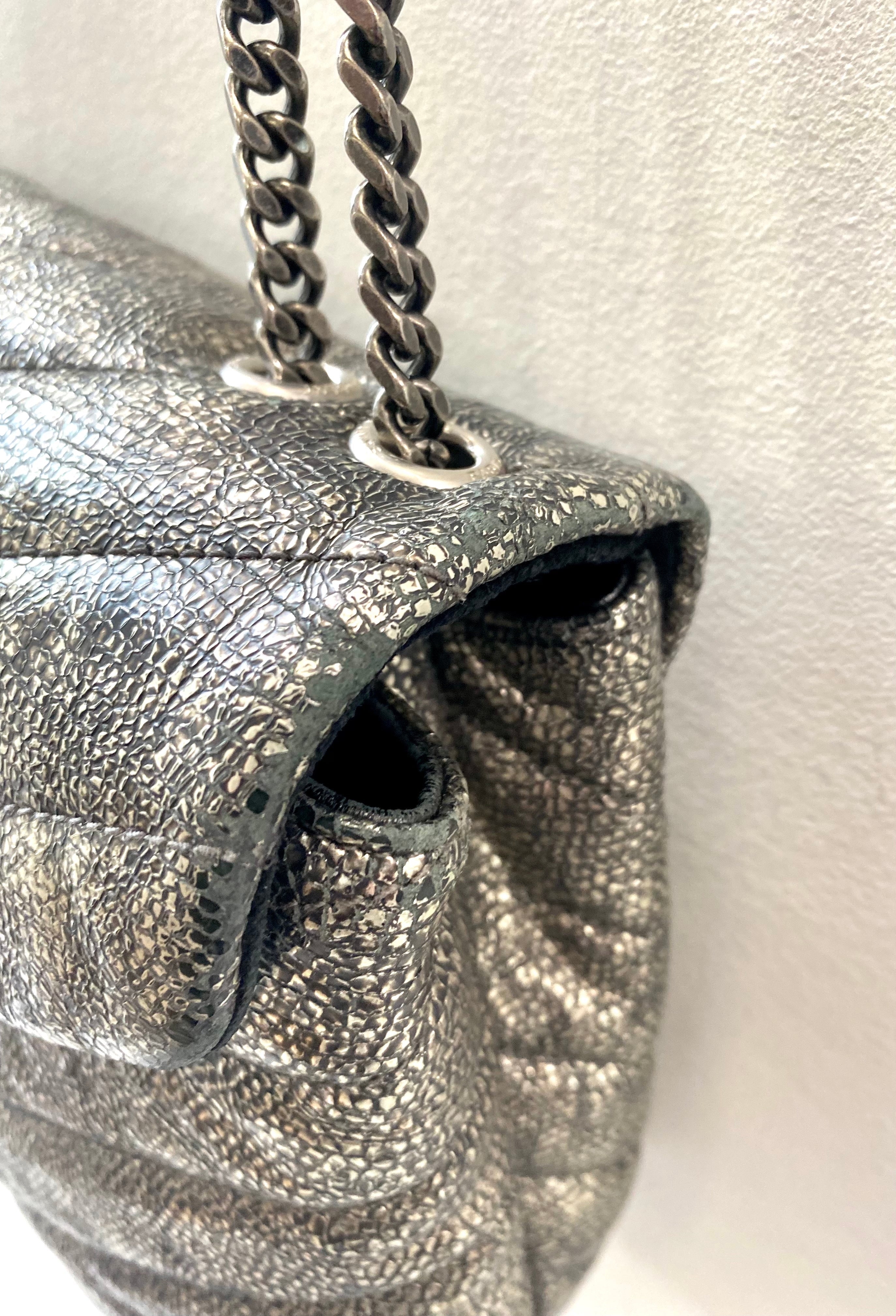 YVES SAINT LAURENT METALLIC CAVIAR SMALL LOULOU BAG