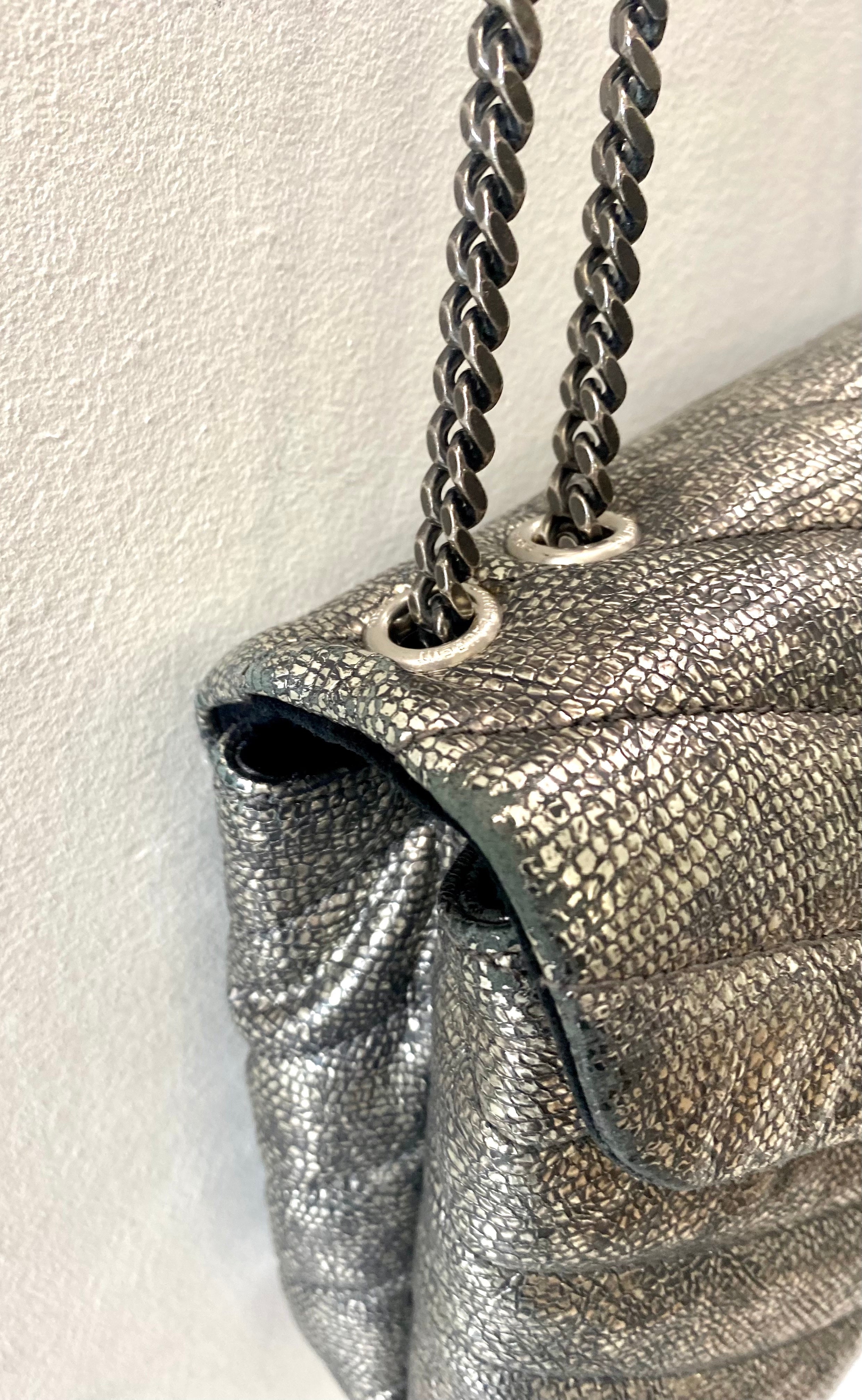 YVES SAINT LAURENT METALLIC CAVIAR SMALL LOULOU BAG