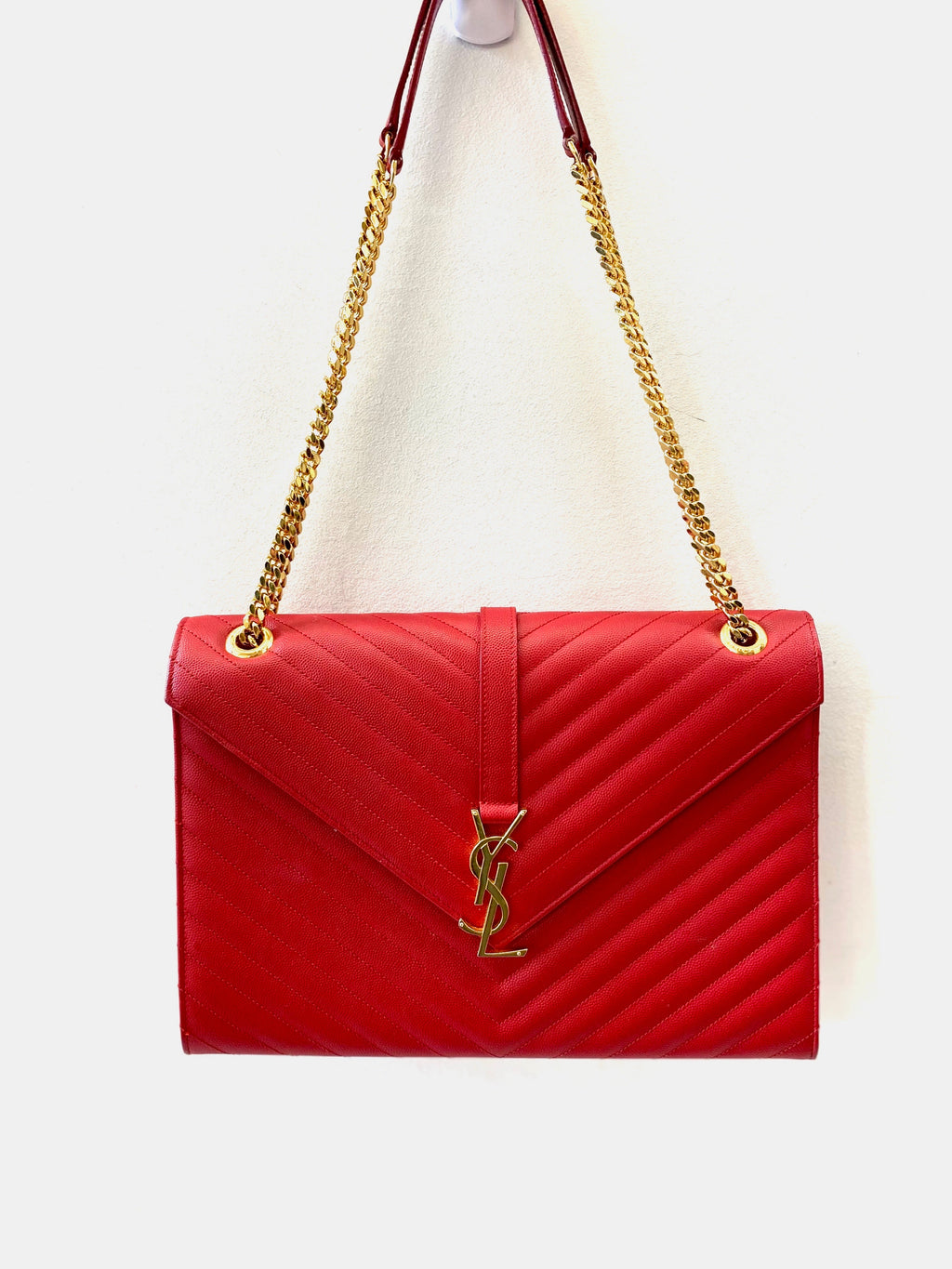 YSL CHEVRON MATELASSE MONOGRAM LARGE SATCHEL