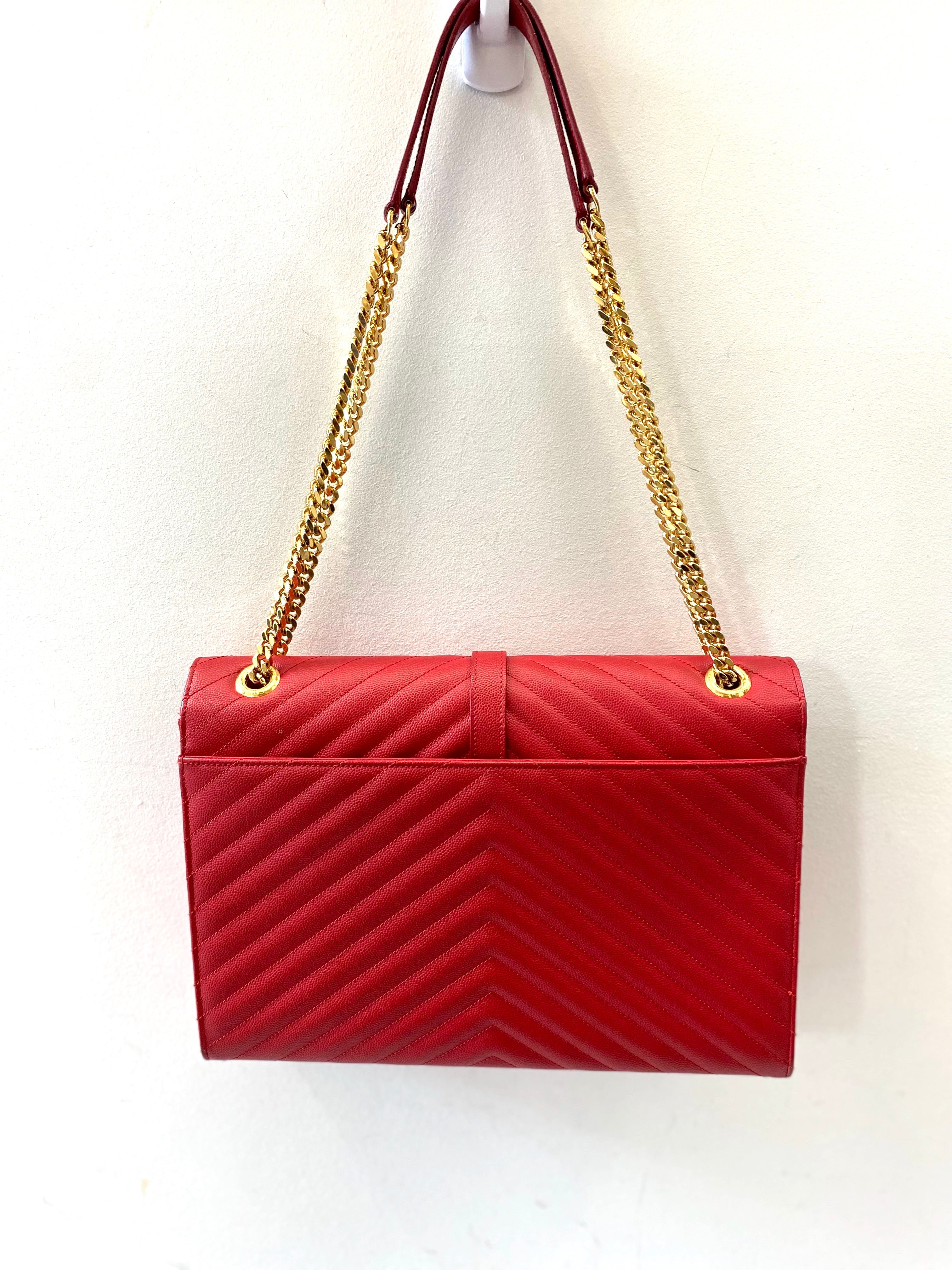 YSL CHEVRON MATELASSE MONOGRAM LARGE SATCHEL