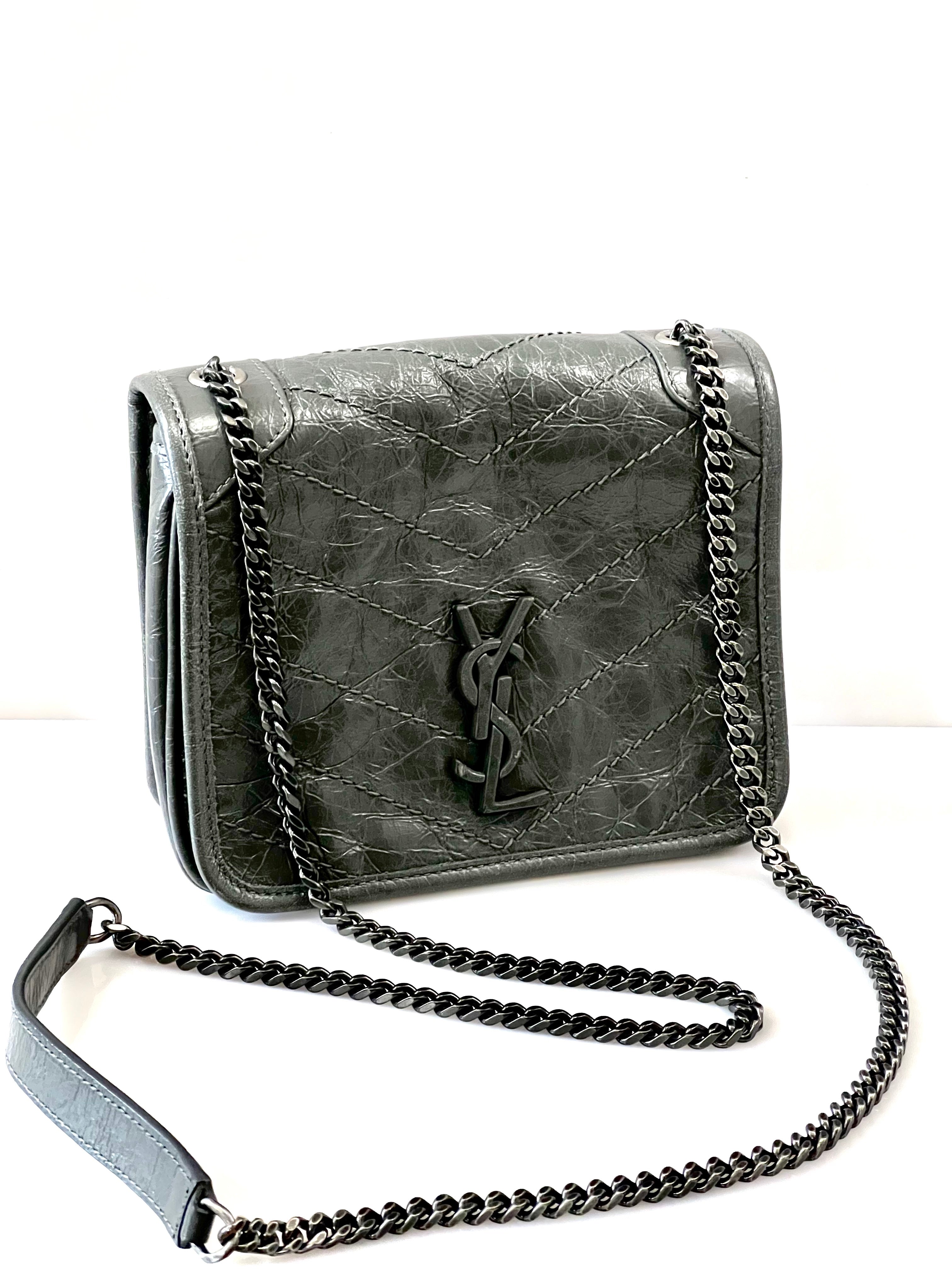 YSL MONOGRAM CRINKLED MATELASSE LEATHER BABY NIKI SHOULDER BAG