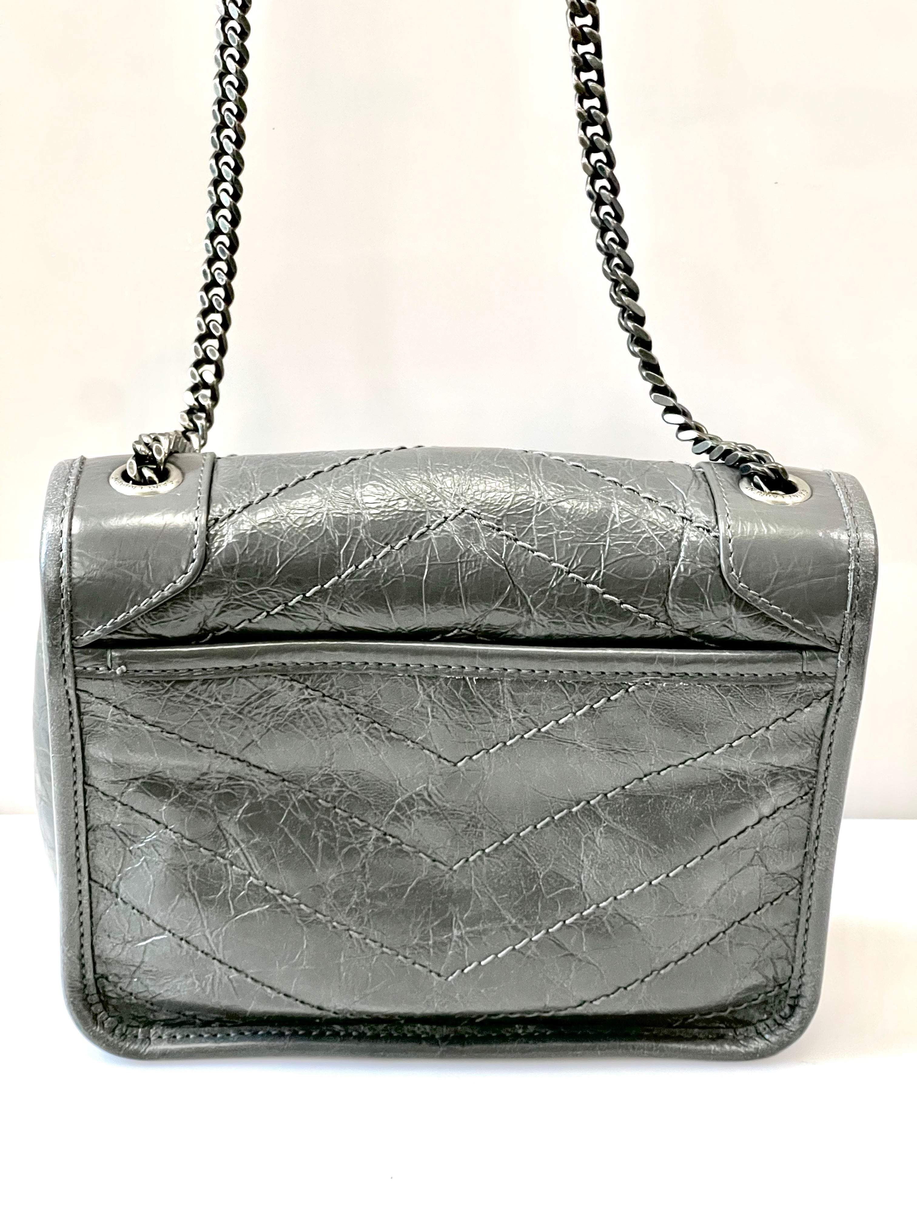 YSL MONOGRAM CRINKLED MATELASSE LEATHER BABY NIKI SHOULDER BAG