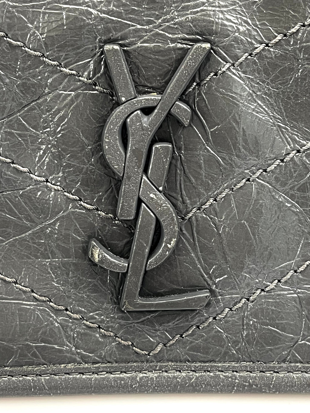 YSL MONOGRAM CRINKLED MATELASSE LEATHER BABY NIKI SHOULDER BAG