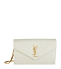 YSL MONOGRAM CHEVRON QUILTED CHAIN WALLET