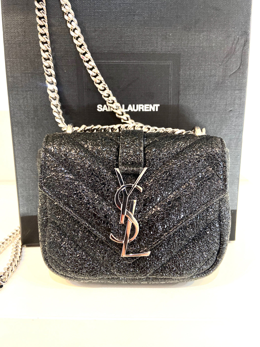 YSL MONOGRAM MICRO METALLIC CROSSBODY BAG