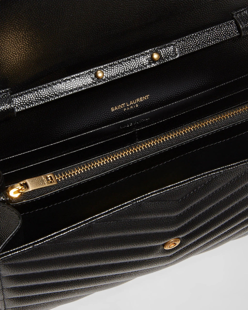YSL MONOGRAM LARGE GRAIN DE POUDRE WALLET ON CHAIN
