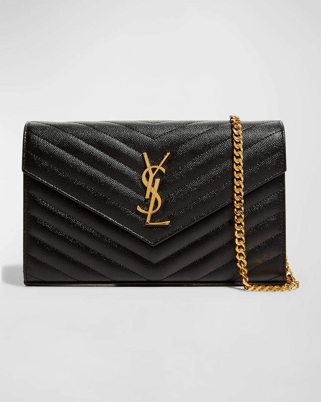 YSL MONOGRAM LARGE GRAIN DE POUDRE WALLET ON CHAIN