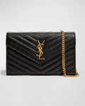 YSL MONOGRAM LARGE GRAIN DE POUDRE WALLET ON CHAIN