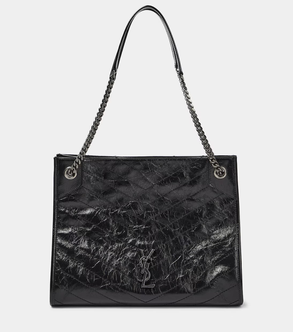 YSL NIKI CRINKLED VINTAGE LEATHER LARGE SHOPPING BAG