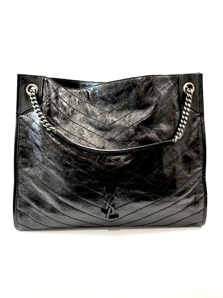 YSL NIKI CRINKLED VINTAGE LEATHER LARGE SHOPPING BAG