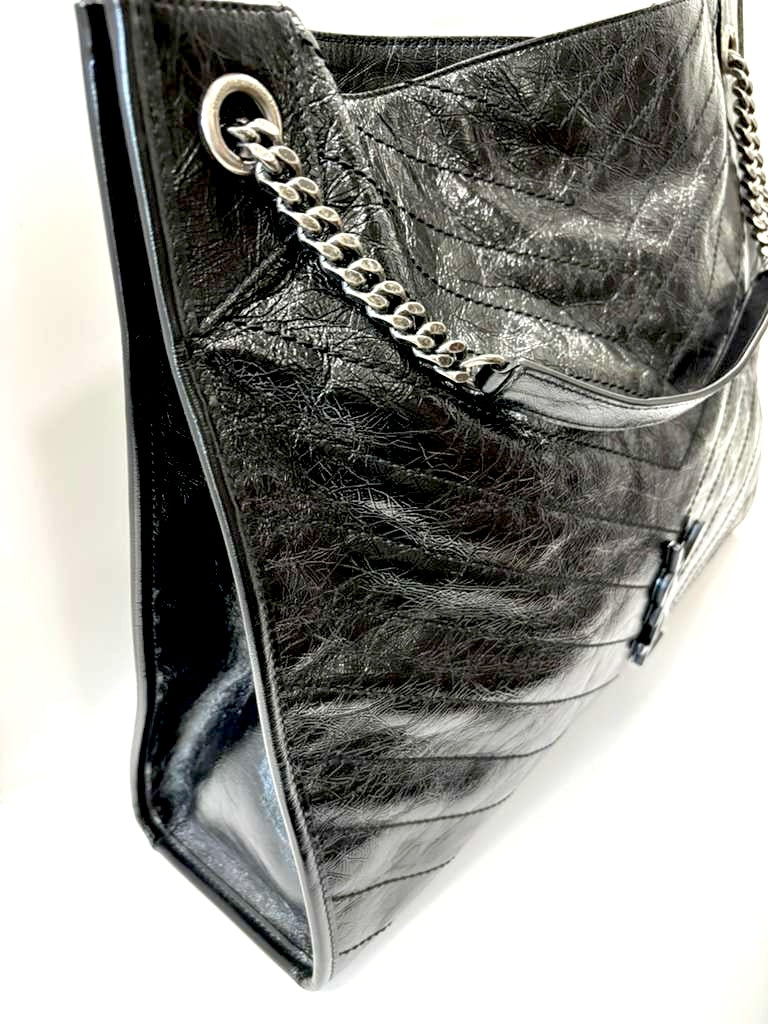 YSL NIKI CRINKLED VINTAGE LEATHER LARGE SHOPPING BAG