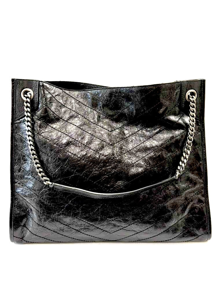 YSL NIKI CRINKLED VINTAGE LEATHER LARGE SHOPPING BAG