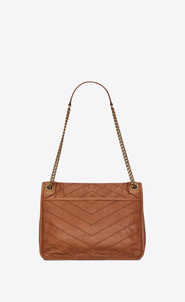 YSL NIKI MEDIUM CHAIN BAG IN VINTAGE CRINKLED LEATHER