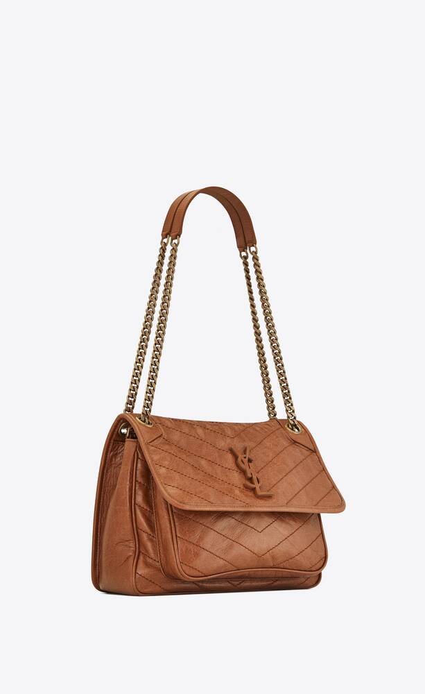YSL NIKI MEDIUM CHAIN BAG IN VINTAGE CRINKLED LEATHER