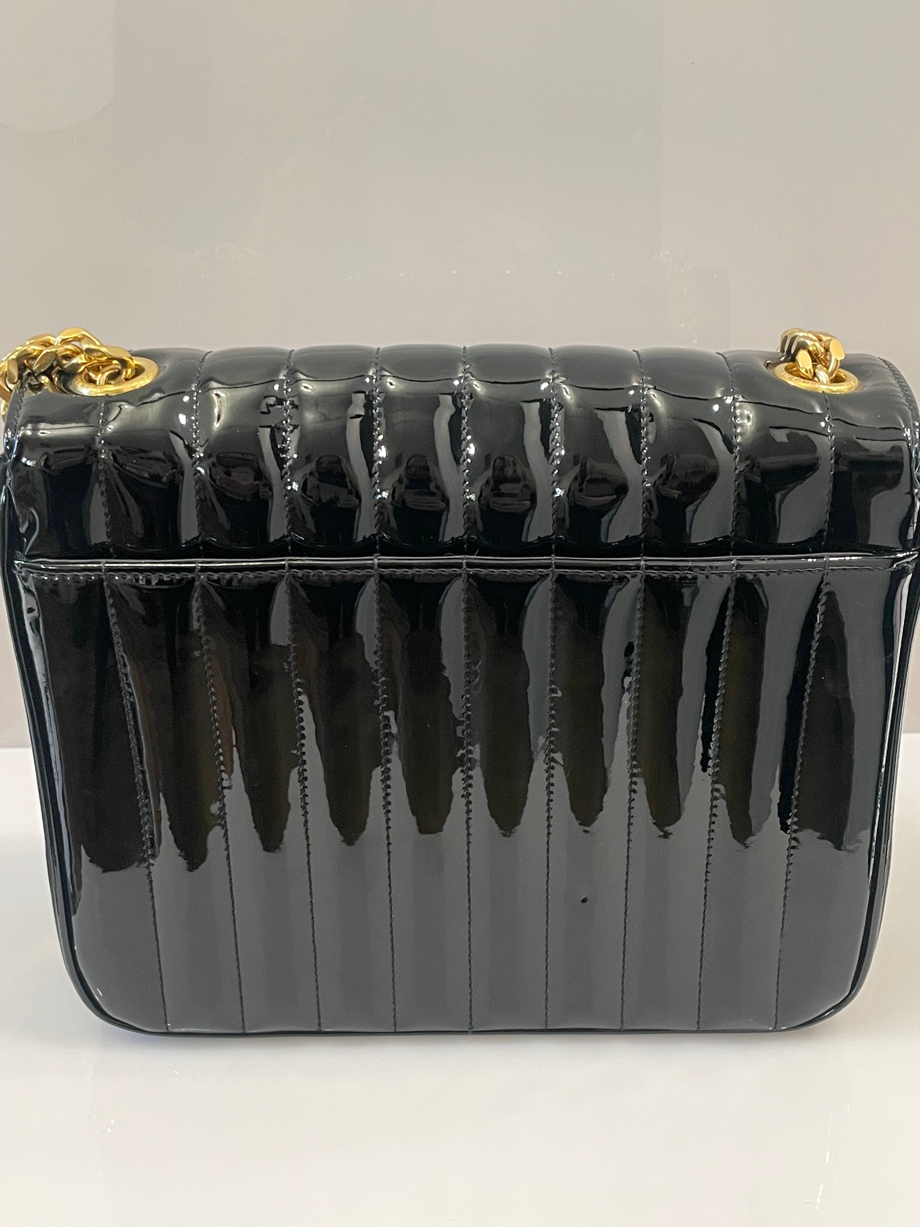 YSL PATENT CALFSKIN MONOGRAM LARGE VICKY CHAIN BAG