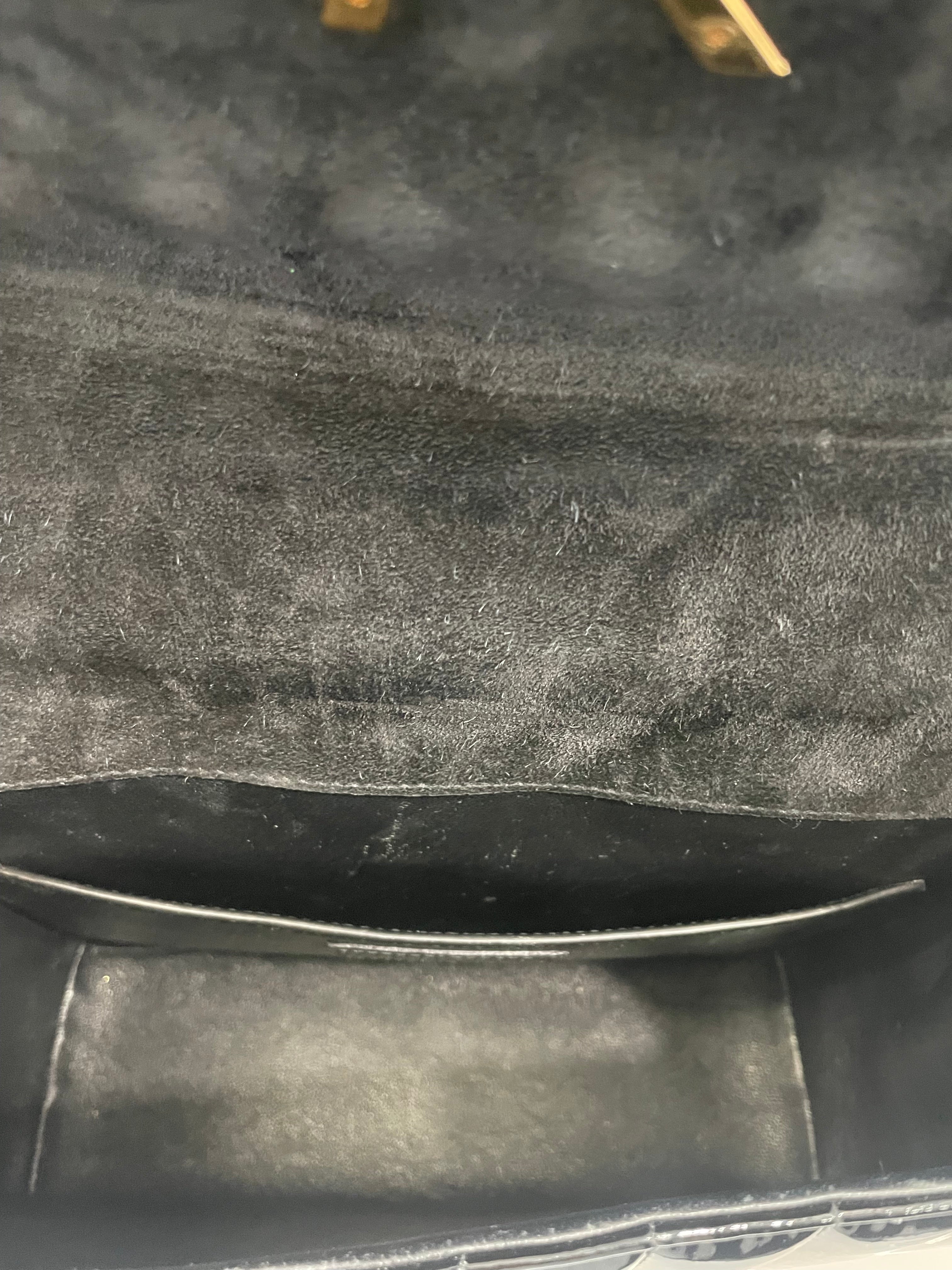 YSL PATENT CALFSKIN MONOGRAM LARGE VICKY CHAIN BAG