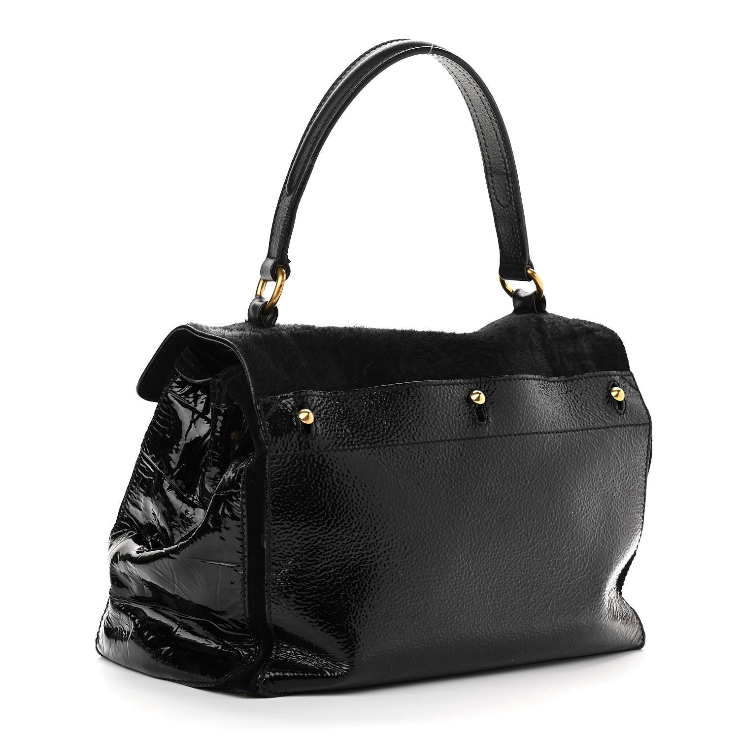 SAINT LAURENT PONY HAIR PATENT MUSE TWO BAG