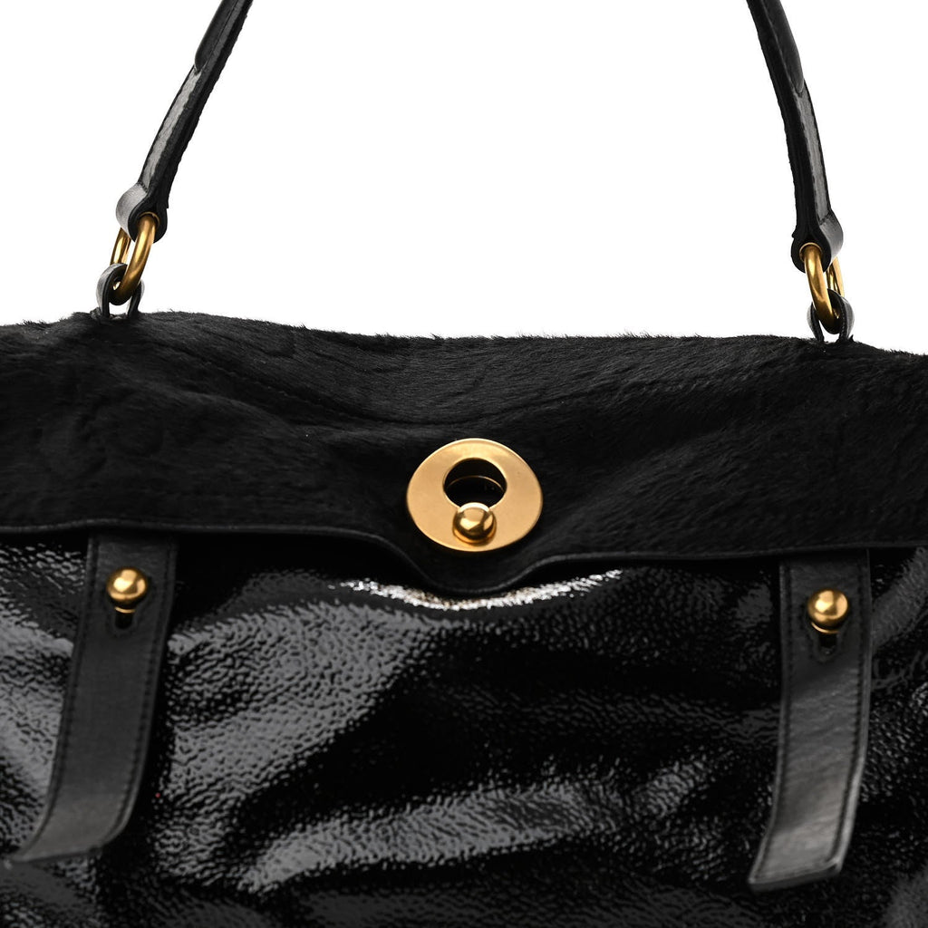 SAINT LAURENT PONY HAIR PATENT MUSE TWO BAG