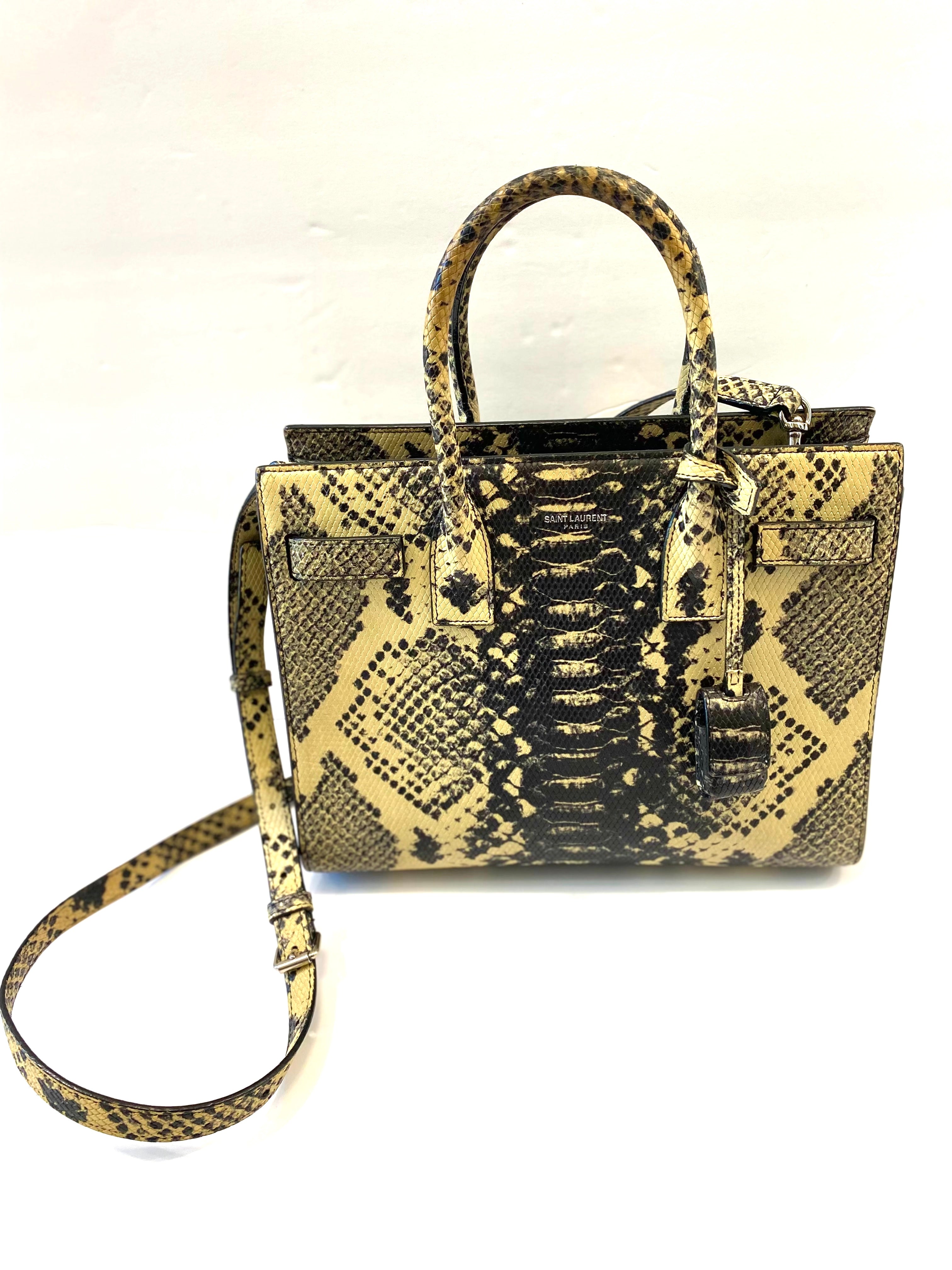SAINT LAURENT PYTHON EMBOSSED SMALL SAC DE JOUR TOTE BAG