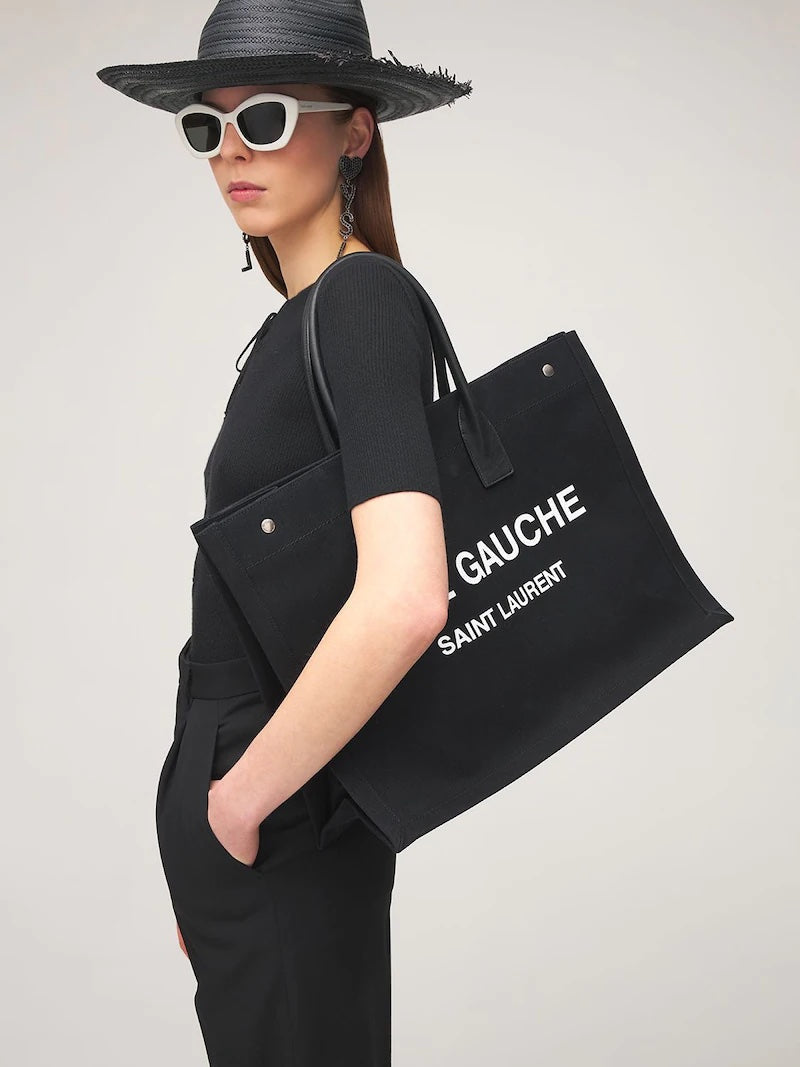 SAINT LAURENT RIVE GAUCHE LARGE TOTE BAG NOIR