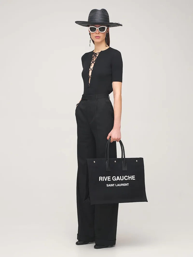 SAINT LAURENT RIVE GAUCHE LARGE TOTE BAG NOIR