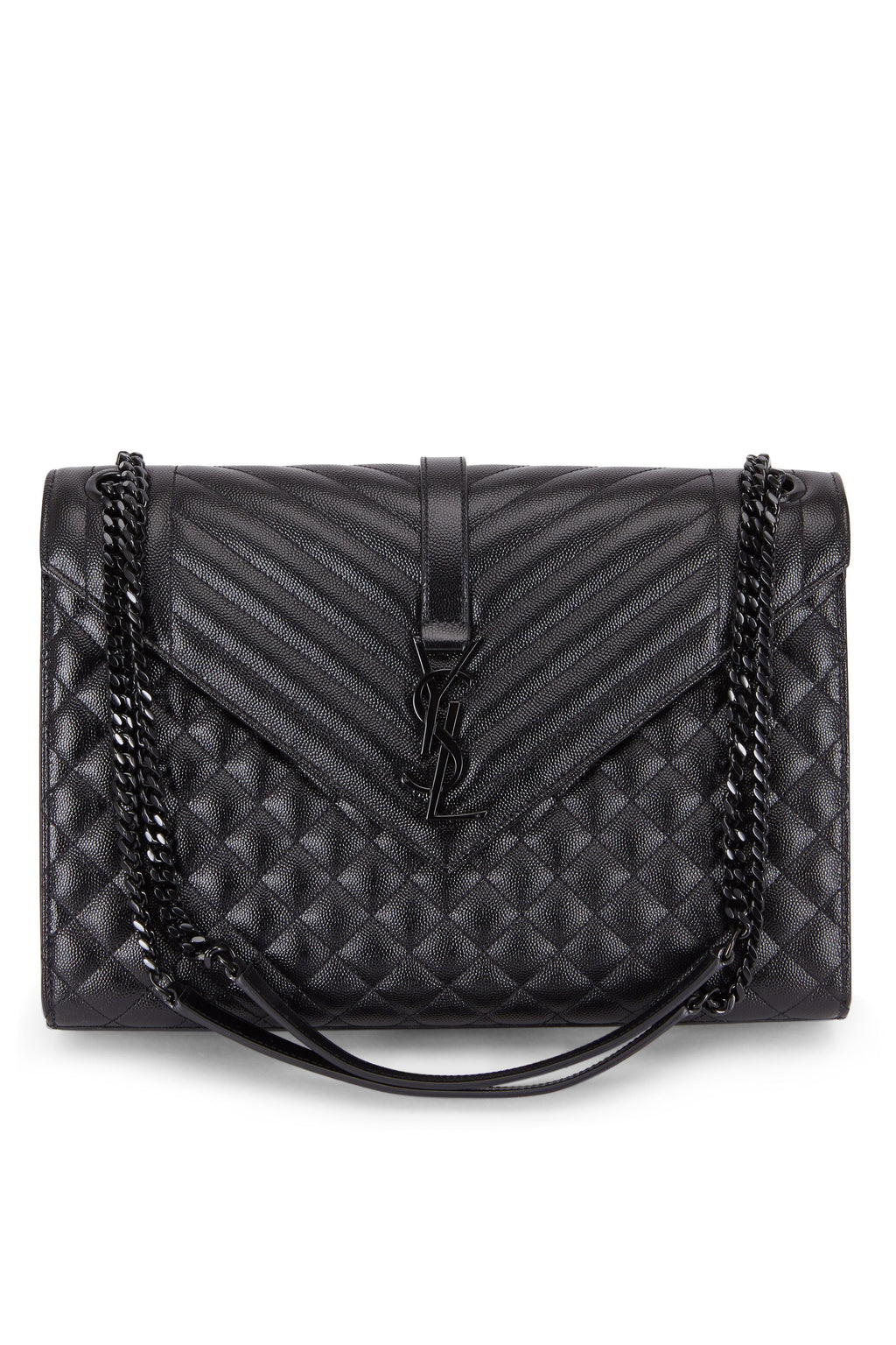 YSL GRAIN DE POUDRE MIXED MATELASSE LARGE TRIQUILT MONOGRAM BAG