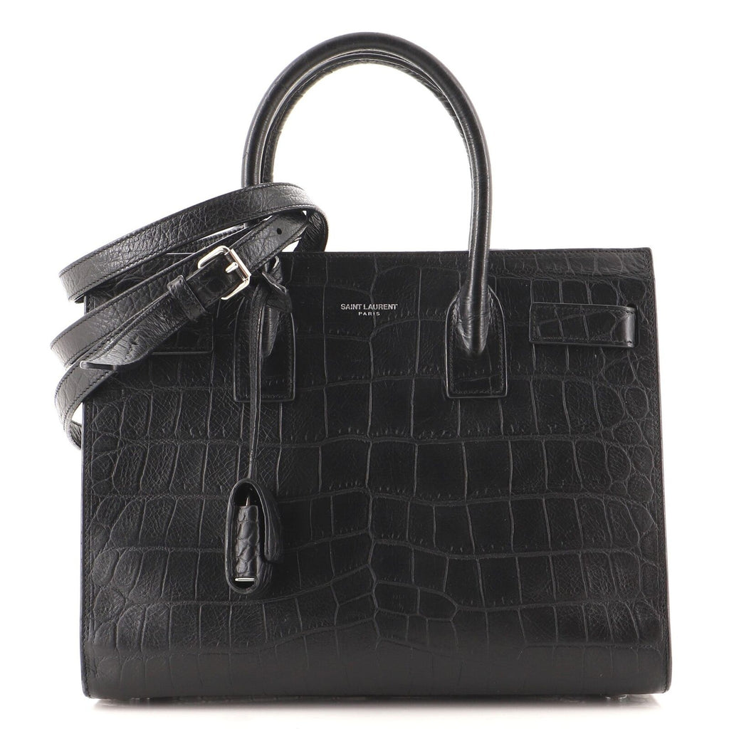 YSL SAC DE JOUR CROCODILE-EMBOSSED HANDBAG
