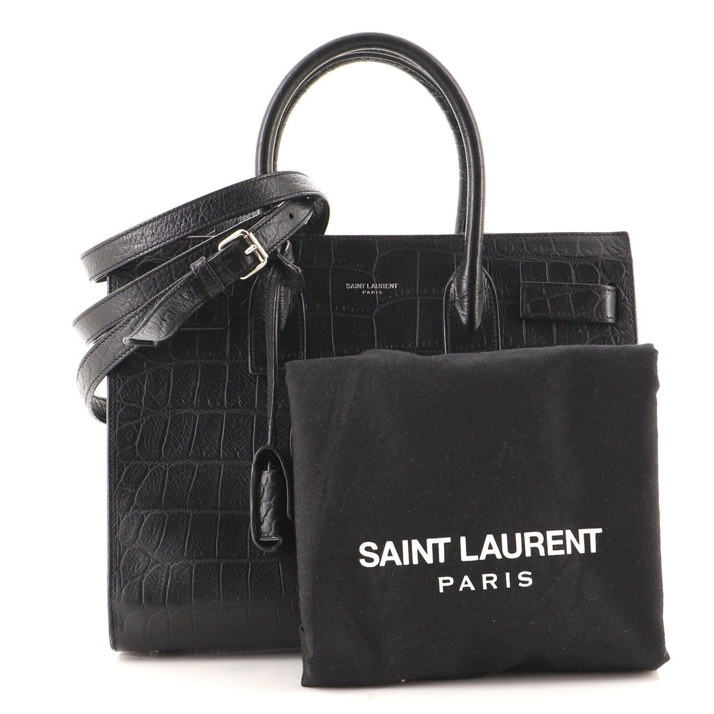 YSL SAC DE JOUR CROCODILE-EMBOSSED HANDBAG
