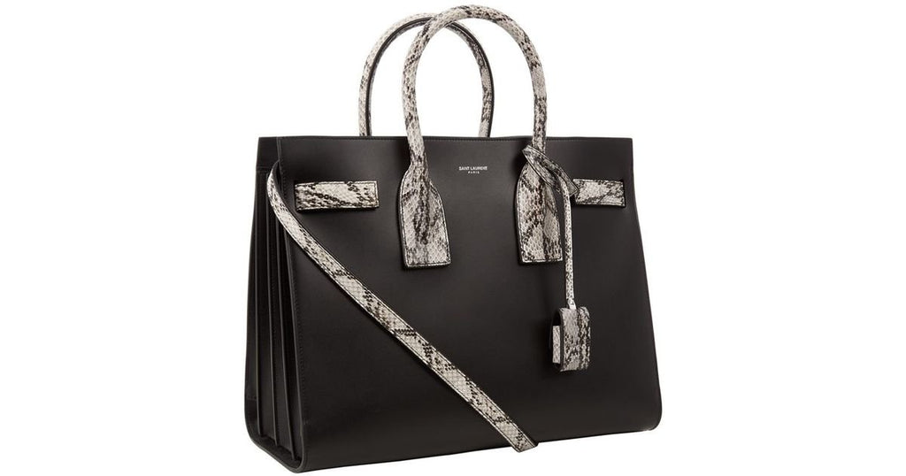 SAINT LAURENT Python-Trimmed Sac de Jour Bag