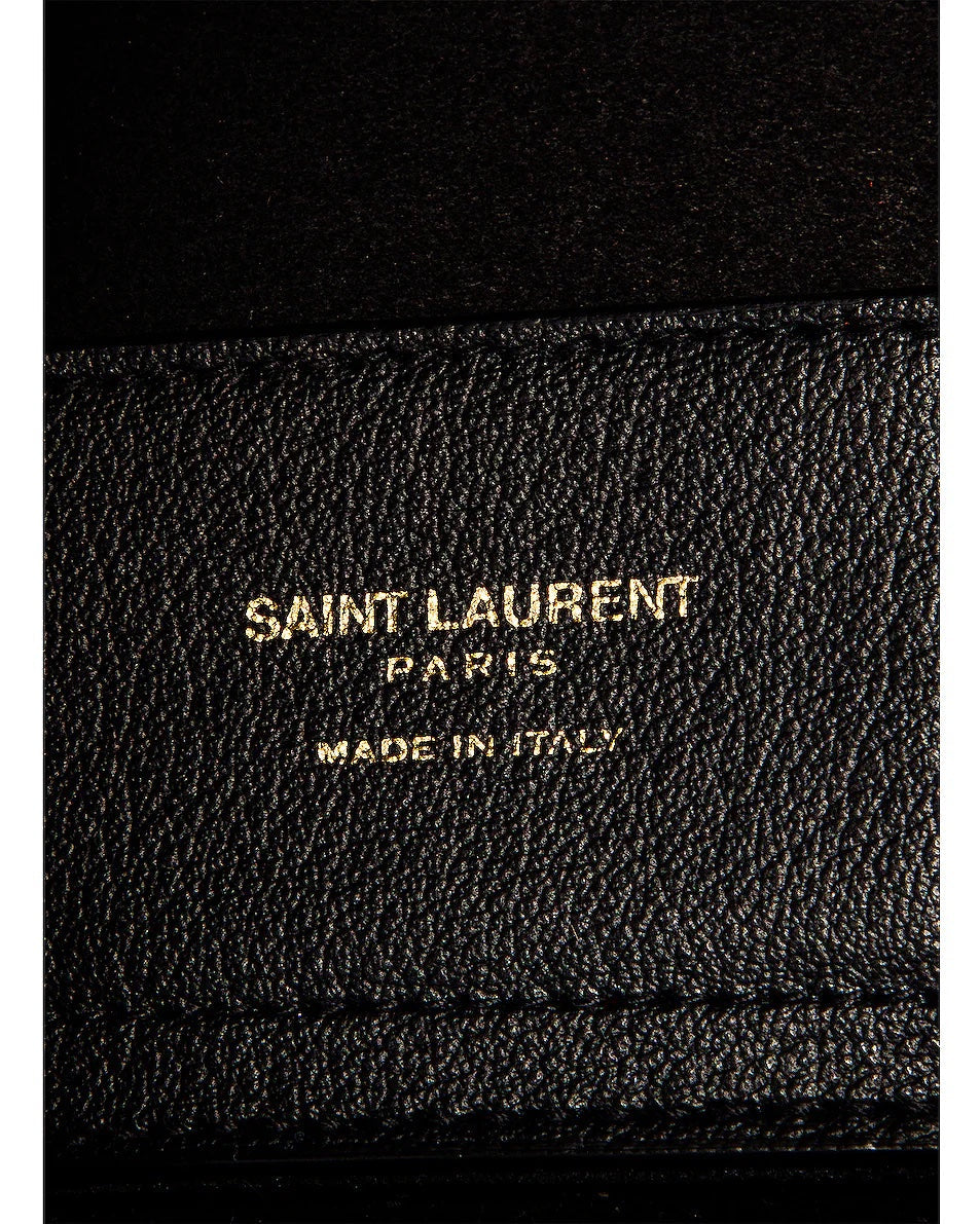 YVES SAINT LAURENT EAST WEST LEATHER SHOPPING TOTE BAG