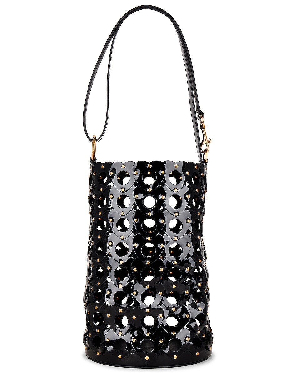 YSL SEAU GLOSSY PATENT LEATHER BUCKET BAG