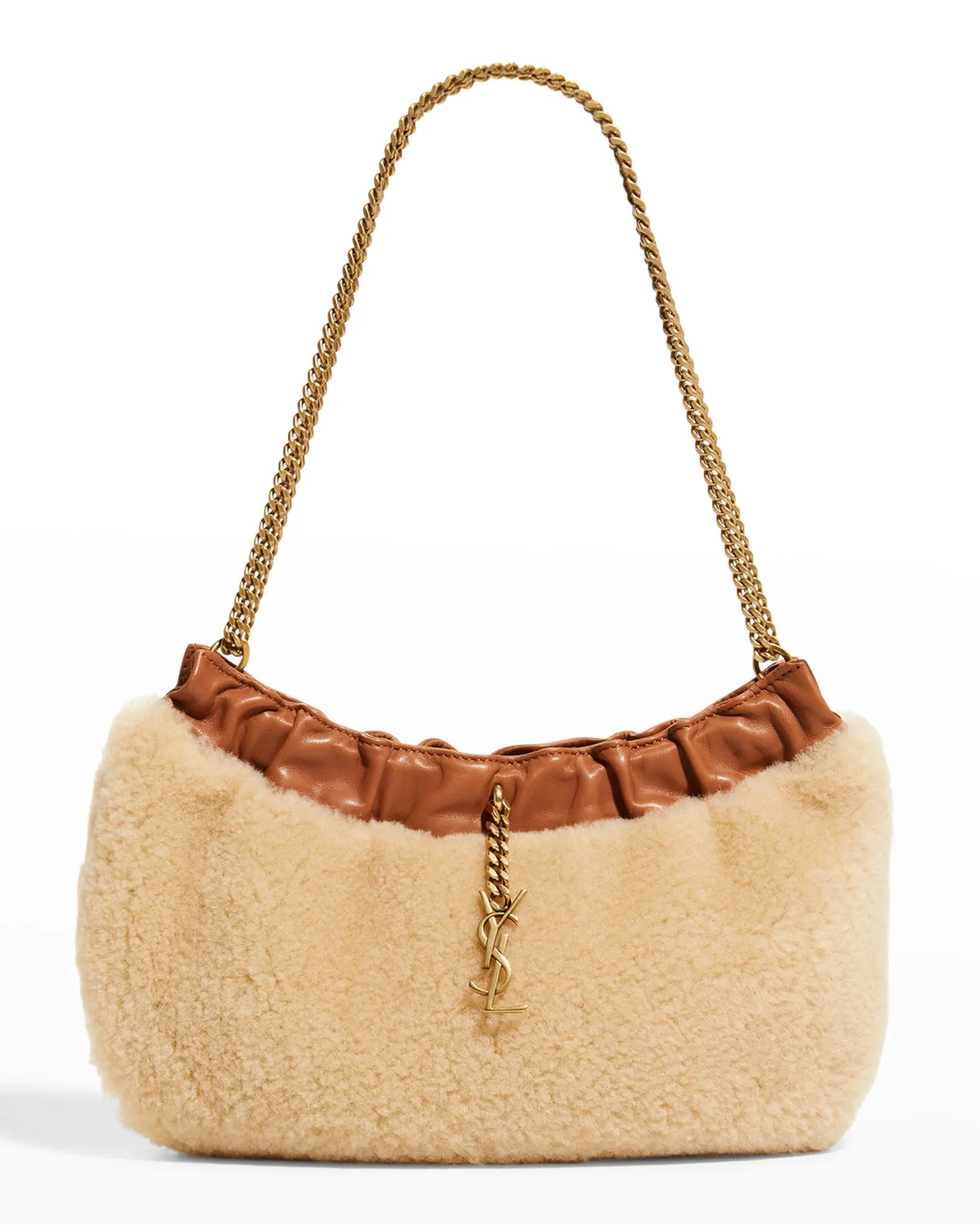 YSL SHEARLING PAC PAC HOBO BAG