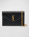 YSL SMALL QUILTED CALFSKIN LEATHER WALLET ON A CHAIN