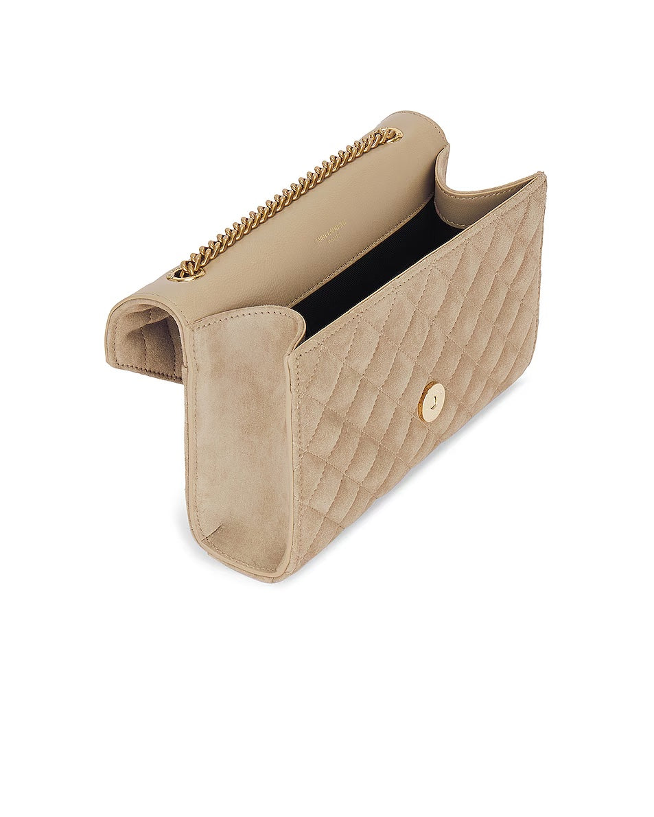 YSL MIXED MATELASSE TRIQUILT MONOGRAM ENVELOPE SMALL SUEDE CROSSBODY