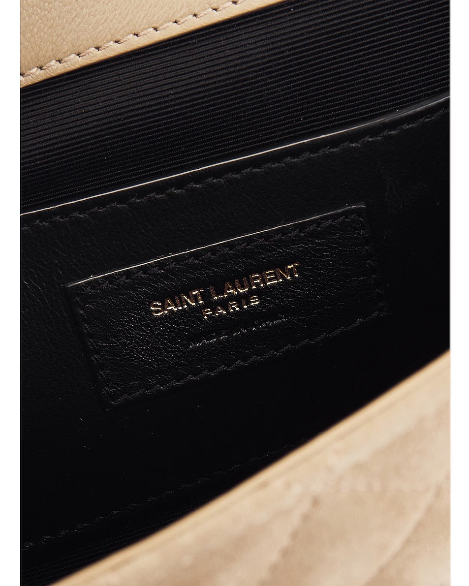 YSL MIXED MATELASSE TRIQUILT MONOGRAM ENVELOPE SMALL SUEDE CROSSBODY