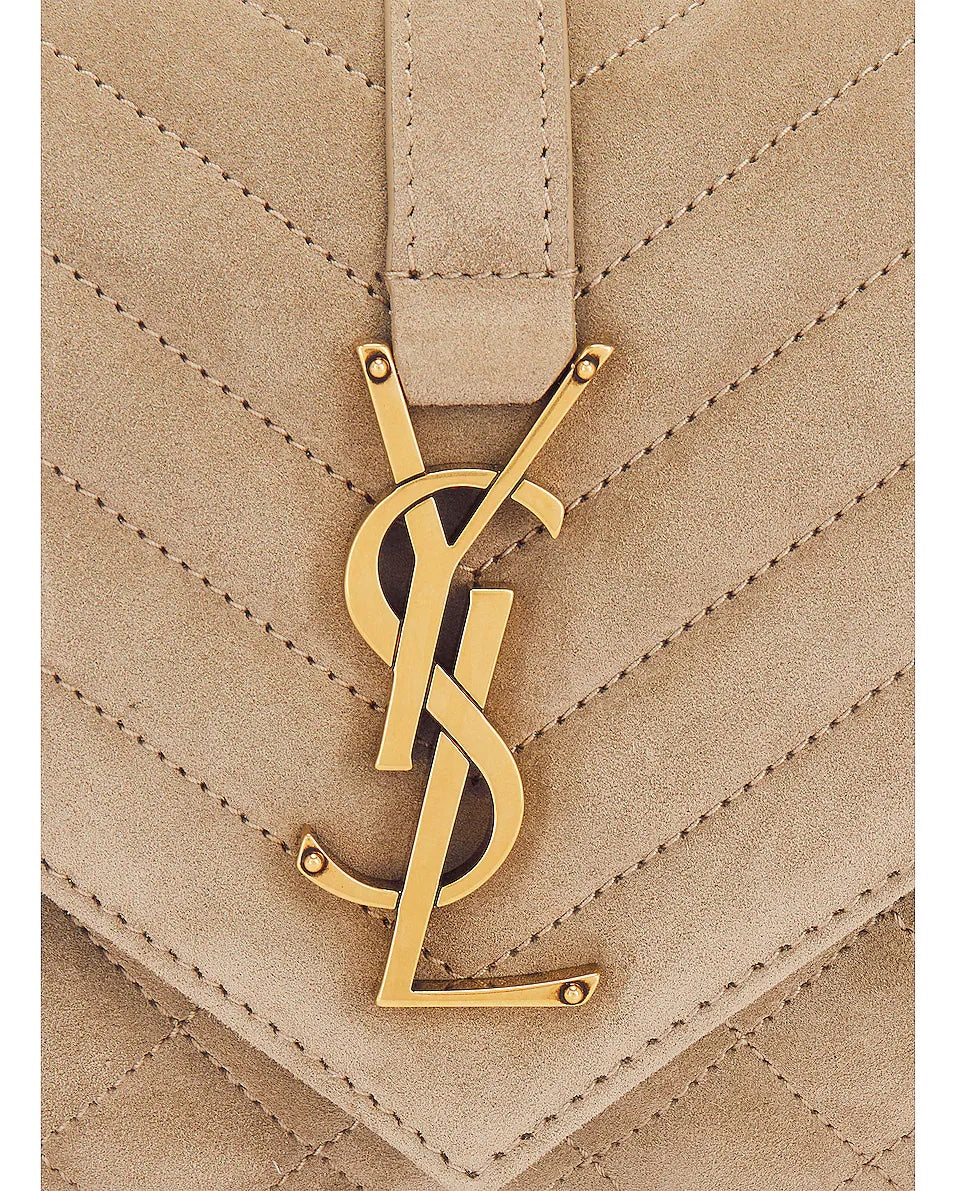 YSL MIXED MATELASSE TRIQUILT MONOGRAM ENVELOPE SMALL SUEDE CROSSBODY
