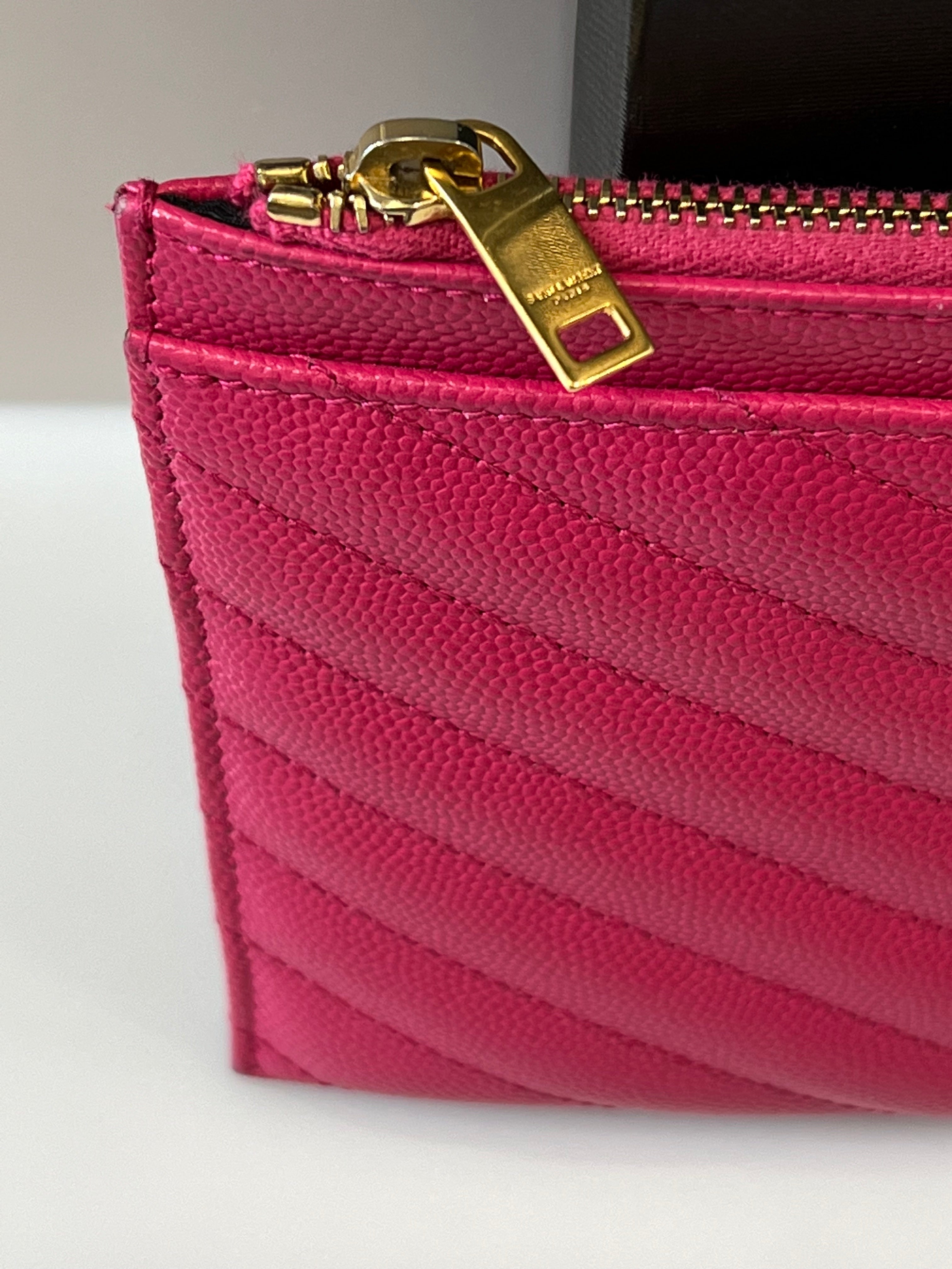 YSL GRAIN DE POUDRE CHEVRON MONOGRAM POUCH