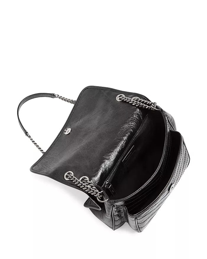 YSL CRINKLED LEATHER MEDIUM NIKI SHOULDER BAG