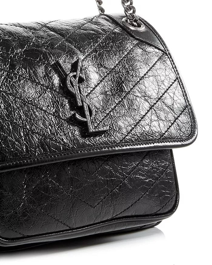 YSL CRINKLED LEATHER MEDIUM NIKI SHOULDER BAG