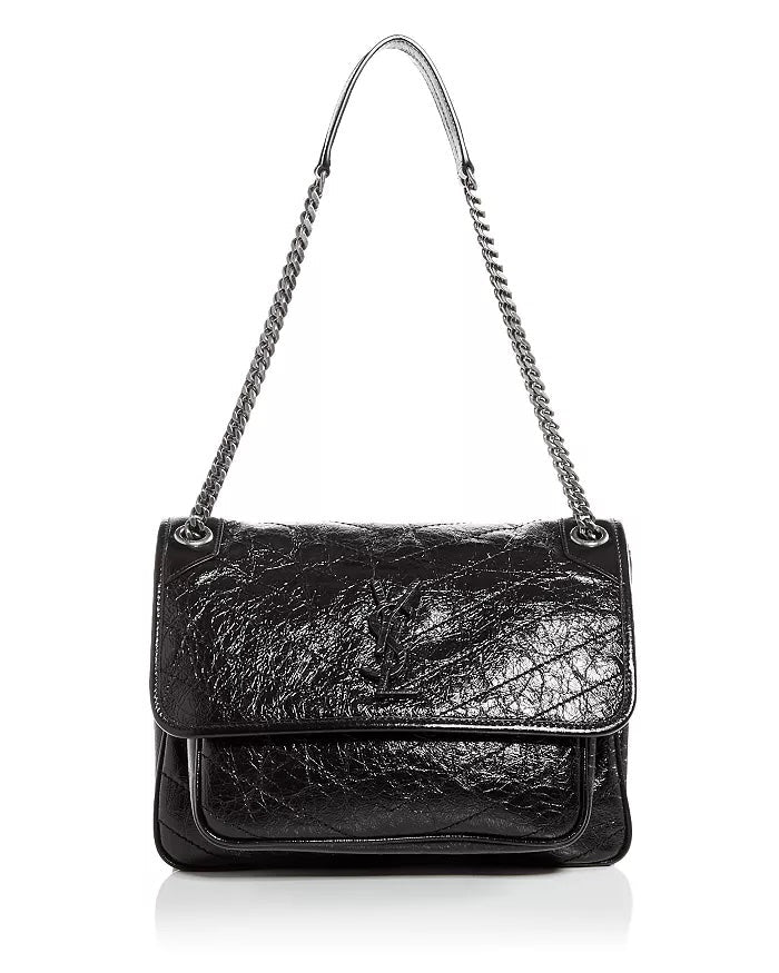 YSL CRINKLED LEATHER MEDIUM NIKI SHOULDER BAG
