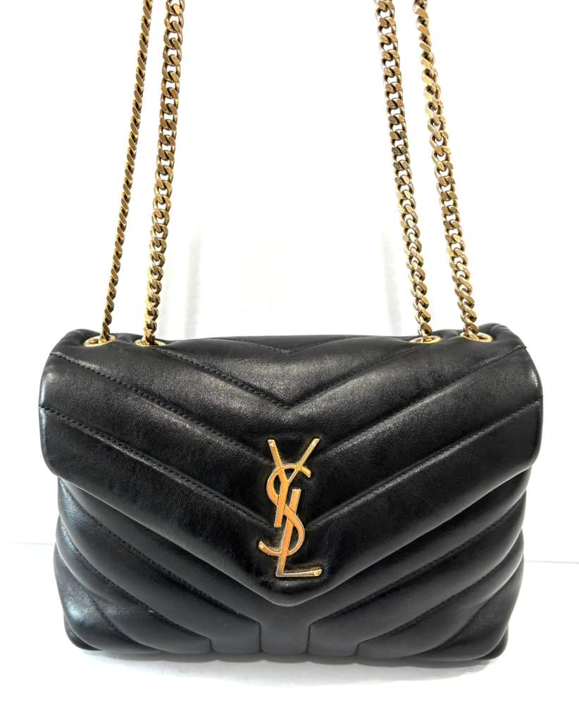 YSL CALFSKIN Y QUILTED MONOGRAM SMALL LOULOU BAG