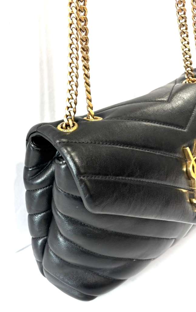 YSL CALFSKIN Y QUILTED MONOGRAM SMALL LOULOU BAG