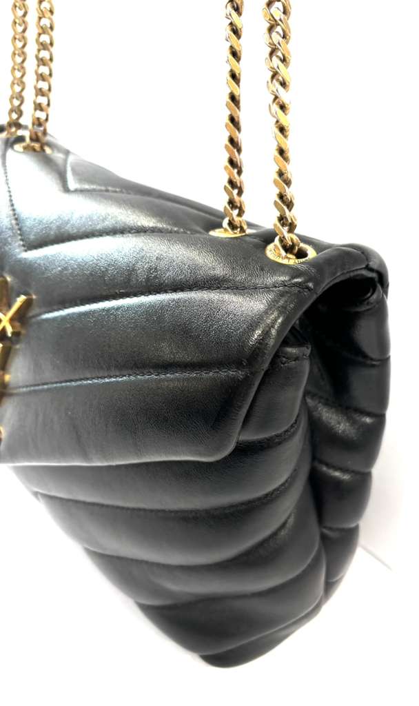YSL CALFSKIN Y QUILTED MONOGRAM SMALL LOULOU BAG