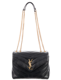 YSL CALFSKIN Y QUILTED MONOGRAM SMALL LOULOU BAG