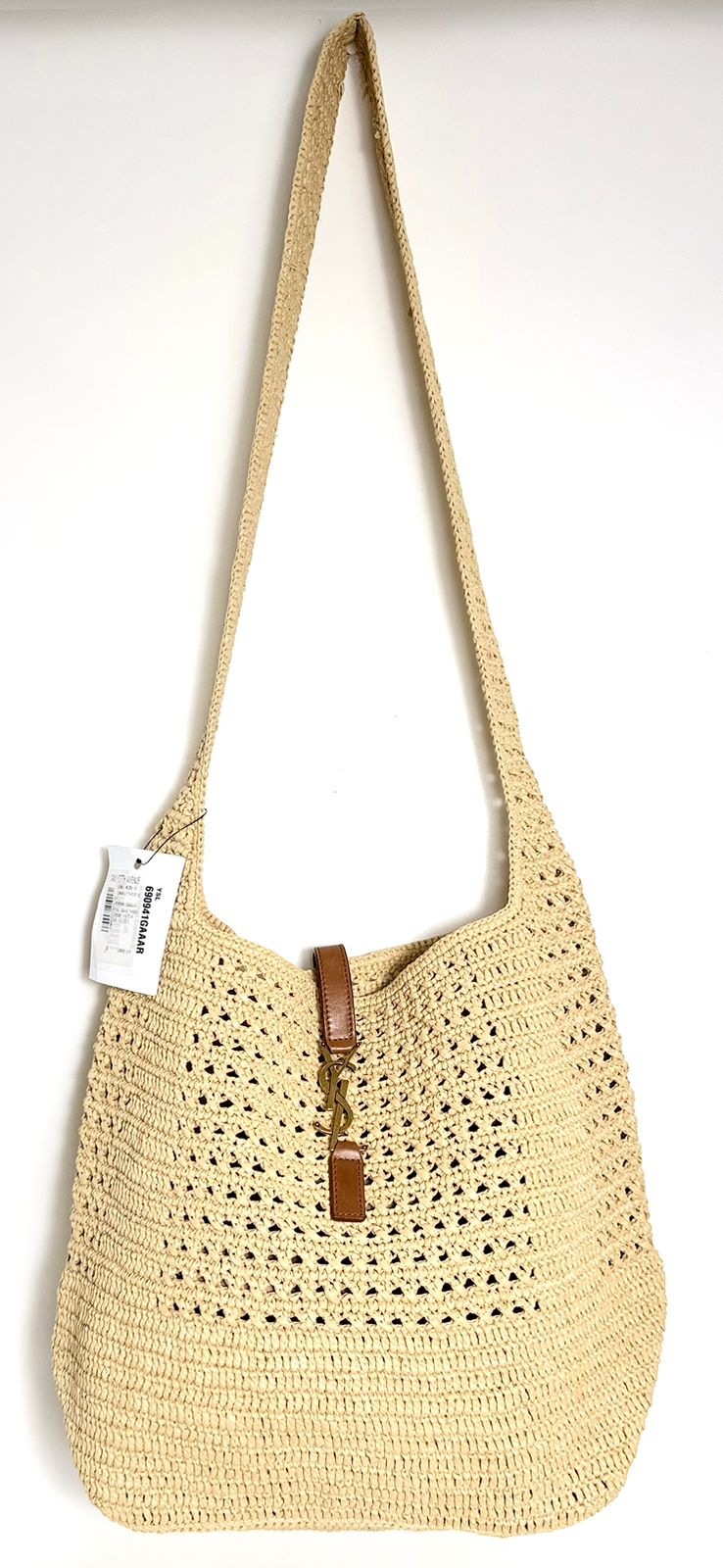 YSL LE 5 À 7 RAFFIA HOBO SHOULDER BAG