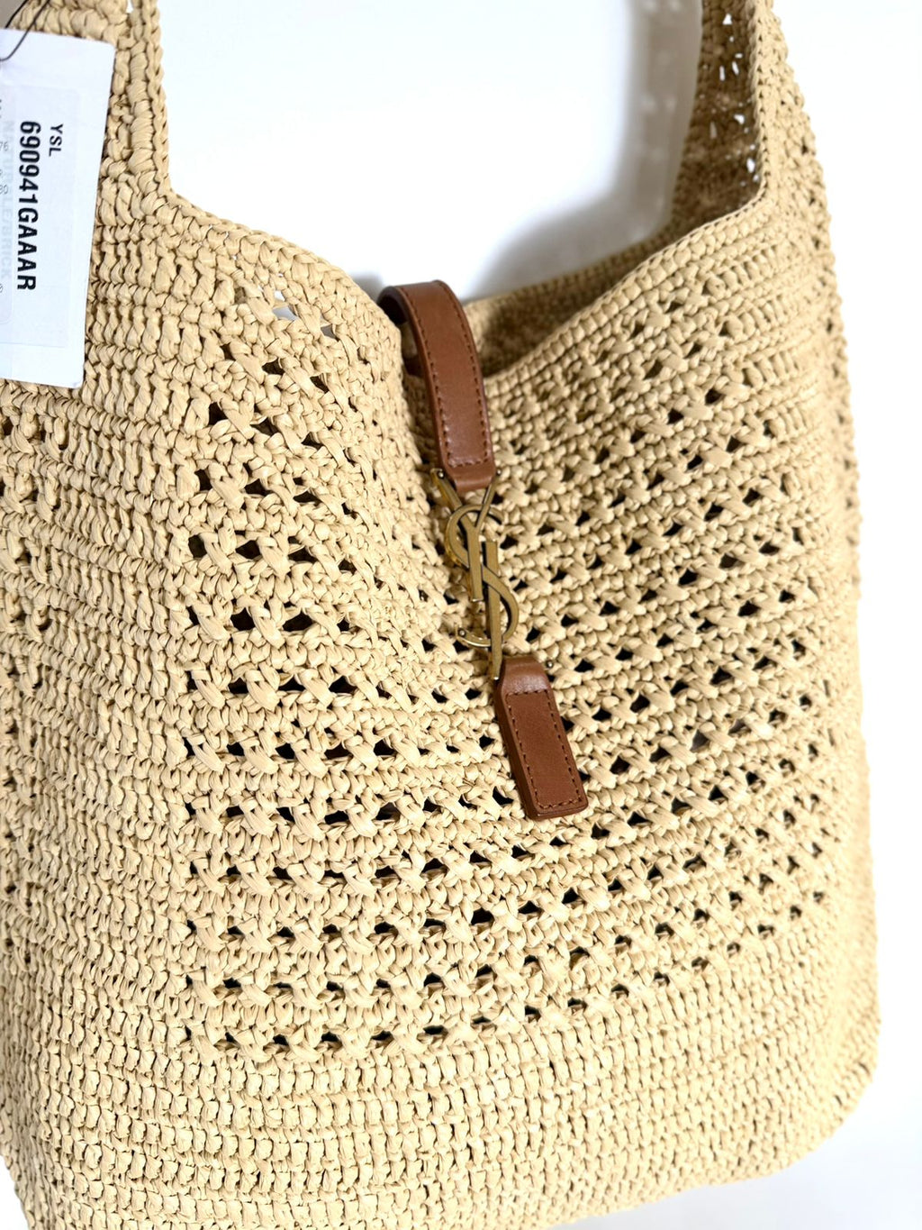 YSL LE 5 À 7 RAFFIA HOBO SHOULDER BAG