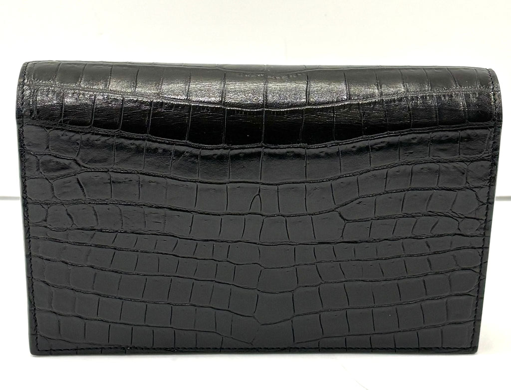 YSL KATE TASSEL CHAIN STRAP CROC EMBOSSED SHOULDER BAG